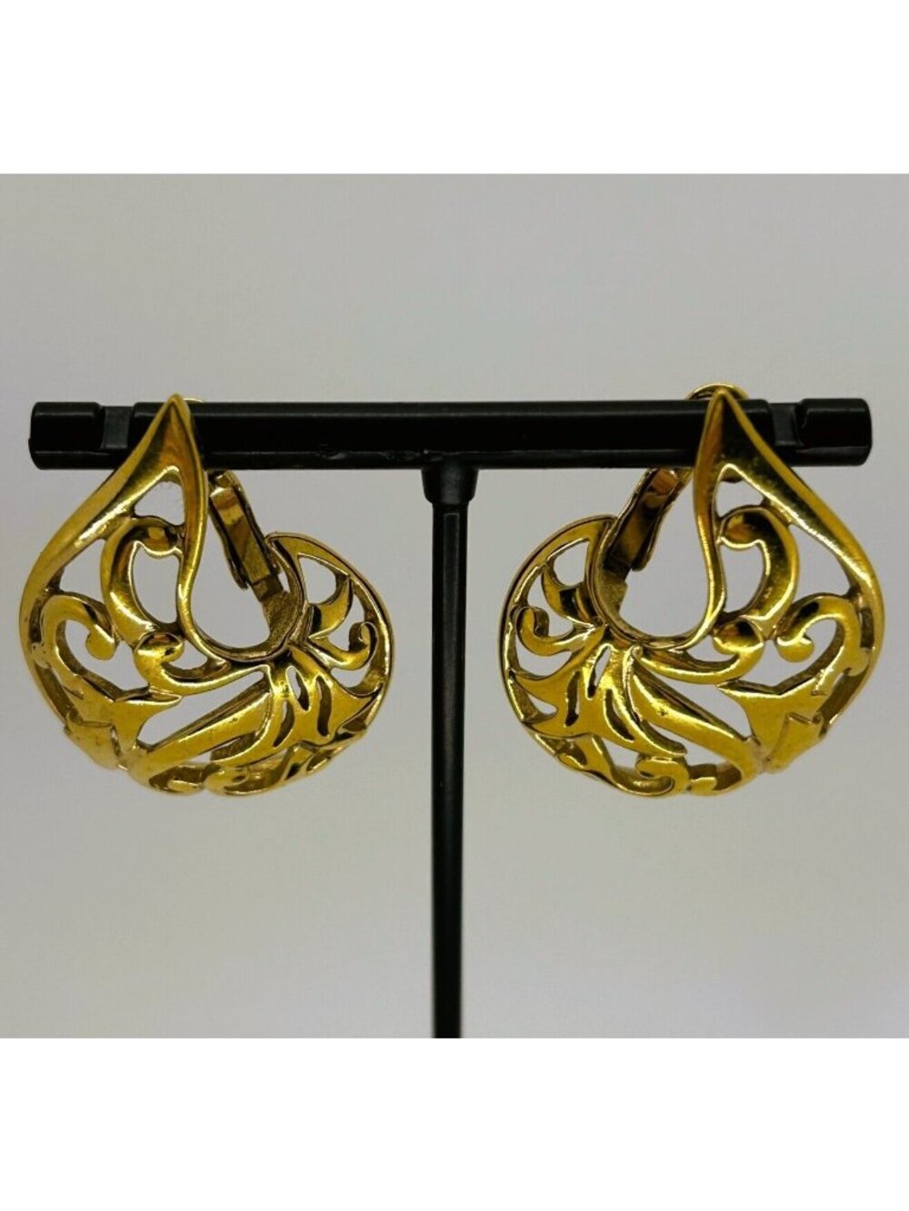 Pierre Lang Gold-Tone Filigree Pierced Earrings With Omega Clips Statement